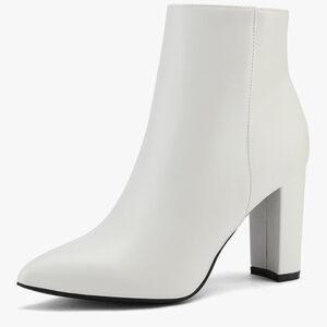 Dream Pairs White Ankle Booties with Chunky Heel
